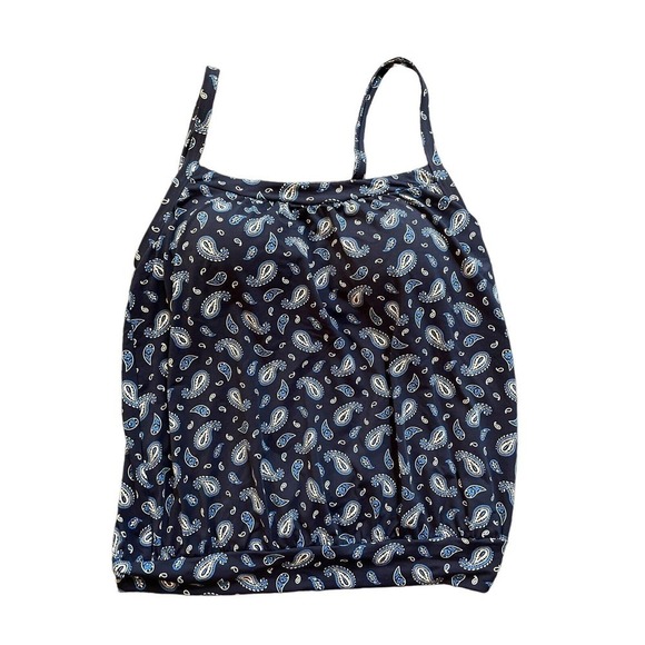 Lands' End Tankini & Swim Skirt Blue Paisley Sz 4 Swimsuit - Picture 2 of 8